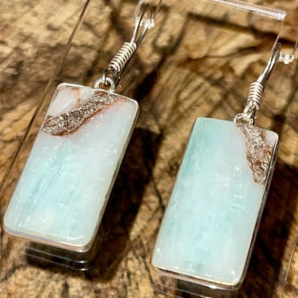 Blue Green Hemimorphite Earrings 1 1/2” - Picture 4 of 9
